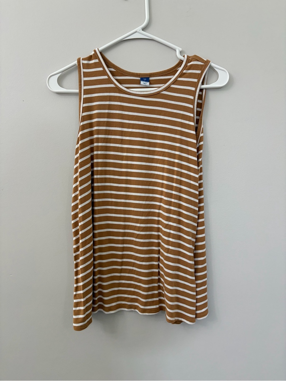 Striped Sleeveless Tank Top - mustard & White
